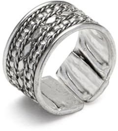 Vestopazzo anello a fascia aperto mix design placcato in argento.Lavorazione artigianale.Tg unica.Unisex
