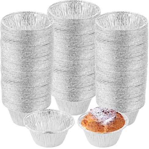 GBACHOOSE 150 Stück Muffinförmchen aus Aluminium 9x4x5.6CM, Backform Rund, Rund Aluminiumschale Aluminium Kuchenform für Cupcakes,Törtchen, Cupcakes