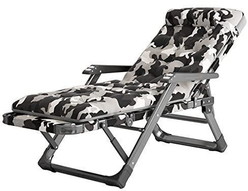 Silla reclinable de camuflaje para exteriores para ancianos con cojín, tumbona de jardín extra ancha para sala de estar, balcón y sauna, soporta hasta 150 kg