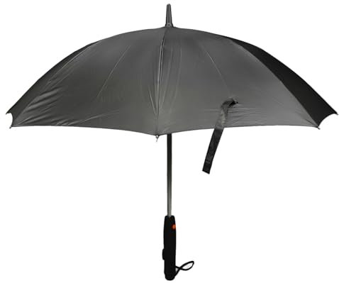 Lybunair Paraguas Sun con ventilador y pulverizador, diseño de bloqueo U V de 8 costillas, paraguas portátil 3 en 1 para uso en verano al aire libre, recargable por USB para el, Negro