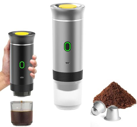 Générique Cafetière Portable 3 en 1 – Machine à Café Nomade Chauffante, Compatible Capsules & Café Moulu, Expresso Portable USB Rechargeable pour Maison, Bureau, Voiture & Camping