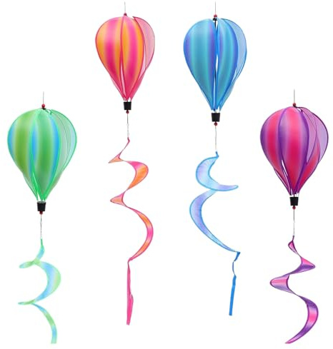 Set of 4 Hot Air Balloon Wind Spinners, Wind Spinner Sets, 10.6 inch, Colorful Windsock Ornament, Outdoor Decoration, Ideal for Garden, Patio, Tree Fences, Yard, Camping, Birthday
