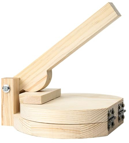 Heidouse Wooden Tortilla Press 6 Inch Round Tortilla Presser with Smooth Hinge & Long Handle Efficient & Labor-Saving Maker Press for Kitchen