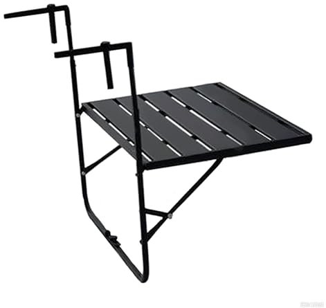 ZENSTYW Fällbart balkonghängbord, terrasshängbord med räcke, höj- och sänkbart balkongfällbord, hängande bord, sidobord, vikbart, balkongbord för terrass, trädgård