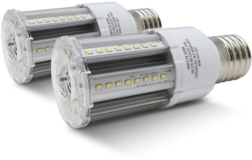 Bright Source LED Corn Light Bulb, E40, 20W, 2600lm, 360° Beam Angle, 6000K Daylight White, Replaces Metal Halide/Son/HID/HPS for Large Spaces/Street/Parking/Garage/Warehouse & Factory, 2 Pack