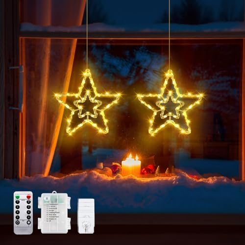 Molicar Stern Lichterkette 2er Pack Mit Fernbedienung 8 Modi 40 Led Warmweiss Weihnachtsbaum Deko Innen Timer Funktion Wasserdicht Fensterbeleuchtung Für Tannenbaum Christbaum