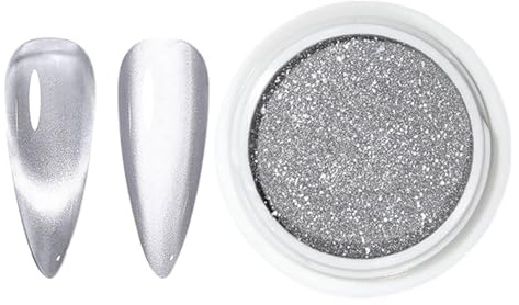 Polvo cromado – Pigmento holográfico para uñas, polvo de brillo de espejo, acabado de manicura, diseño de uñas con configuración de aplicación en el hogar, elemento de pulido de, estilo de