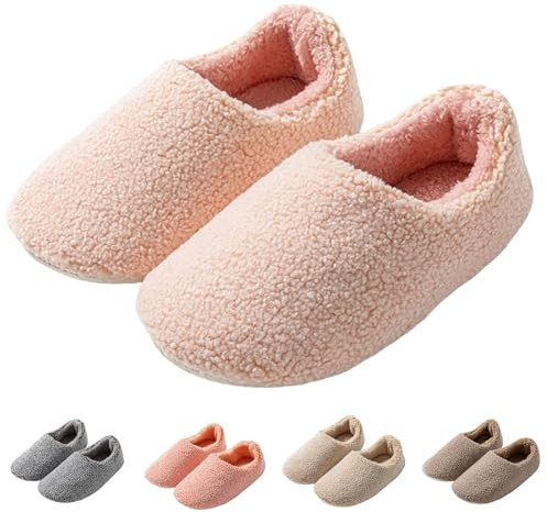 Generisch Hüttenschuhe Damen Leicht Flauschig Filzpantoffeln Plüsch Hausschuhe Damen Winter rutschfest Weiche Home Slippers Warm Kuschel Hausschuhe Geschlossen Unisex Breite Füße Pantoffeln