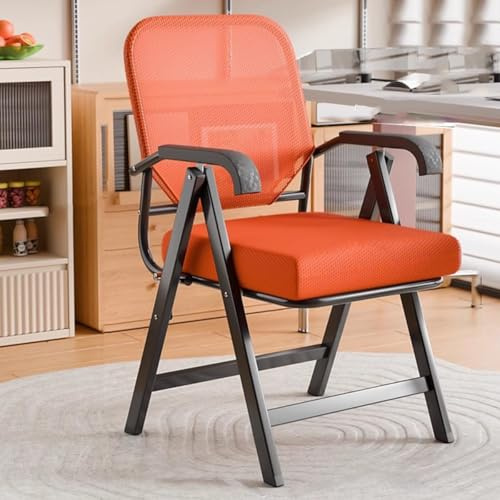 GIZNXBA Klappbarer Bürostuhl Mit Armlehnen Ergonomischer, Klappbarer Computerstuhl Aus Netzgewebe Besucherstühle Mit Metallgestell Stapelbare Und Klappbare Konferenzraumstühle(Orange)
