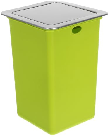 FIXOSHEE Set Pattumiera da Incasso in Acciaio con Coperchio a Ribalta Cestino per Rifiuti da Bagno e Cucina Bidone da Appoggio per Piano di Lavoro Installazione Salvaspazio per Uso