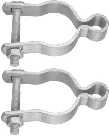 sourcing map Chain Link Fence Gate Post Hinge, Galvanized Steel Chain Link Fence Gate Female Hinge for 1-7/8 in OD Post Gate Hinges with Bolts and Nuts for Backyard, Farm Garden Door, 2pcs
