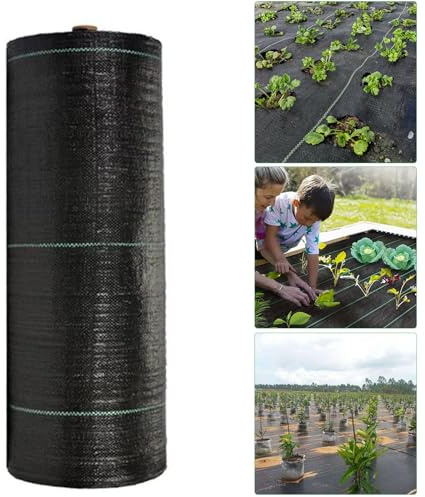 Monucep Toile anti-mauvaises herbes extra forte 2 m x 10 m, 100 g/m² – Bâche anti-mauvaises herbes pour grandes surfaces, perméable à l'eau pour jardin, parterre surélevé, chemins, non-tissé de sol