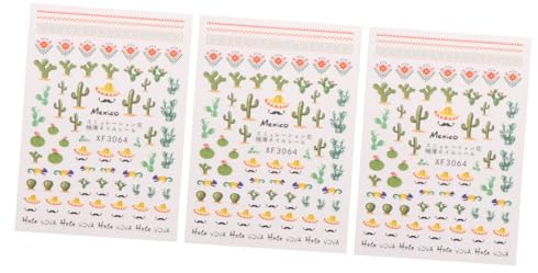OKUMEYR Adesivi Decorazioni Uniche e Unghie in Plastica 3 per Cactus per Nail Art per Donne e Ragazze Adatti a Domestico e Eventi Festivi