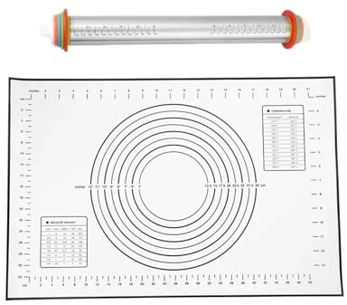 Rodillo de amasar ajustable, rodillo almohadilla masa Circular desmontable, amasador silicona acero inoxidable(Greymat rolling pin)