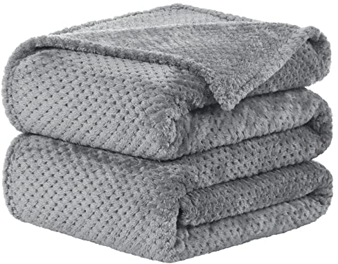 sourcing map Fleecedecke Kuscheldecke Flanelldecke Tagesdecke Decke aus Plüsch mit Popcornmuster super kuschelig und sehr leicht warme als Sofadecke/Couchdecke/Schlafdecke Grau 180x200cm