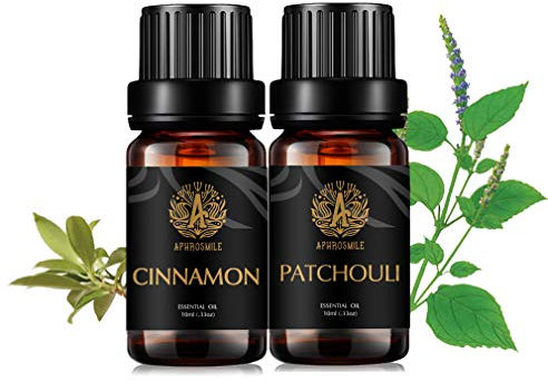 Aromatherapie Patchouli ätherisches Öl Set für Diffusor, 100% reine Zimt ätherisches Öl Kit für Massage, 2x10ml therapeutische Grade Zimt Öle Set für Kerzenherstellung, 100% reine Patchouli Öle Kit