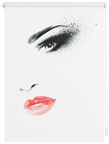 Lichtblick Klemmfix Verdunklungs-Rollo mit Motiv, ohne Bohren, Blickdicht, Seitenzugrollo, Made in Germany, Face - Weiß 120 x 150 cm