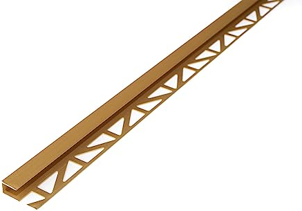 Dalsys Übergangsprofil Abschlussprofil 100cm für 8mm Belagsstärke, zum Einfliesen, aus Aluminium, Gold