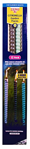 Zero In Citronella Gartenfackeln, verschiedene Farben, 12 Stück