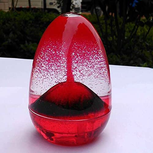 Timer Liquido Giocattolo Sensoriale Carino a forma di Uovo Divertente Vulcano Design Piccolo Decorativo Stress Sollievo Clessidra Liquido Colorato Timer Acqua Fidget Giocattolo Timer Sabbia Rosso