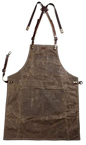 fayengan Arbeitsschürze Herren,Robuste Werkzeugschürze Für Männer, Schweißerschürze Mit Kreuz-Rückengurten, Arbeitsschürze Für Garten, Keramik, Werkstatt, Garage (Color : Light Brown, Size : XL)