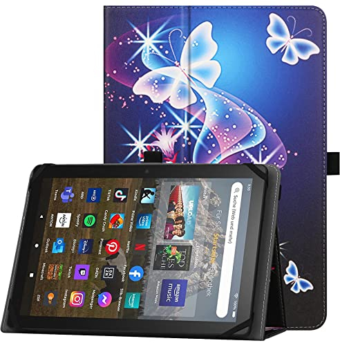 HGWALP Universal Hülle für 9-11 Zoll Tablet,Folio Hülle Schutzhülle für 9,9.7,10, 10.1, 10.5, 11.1 Zoll Touchscreen Tablet, Mit Handschlaufe und Stand Funktion-Purple Butterfly