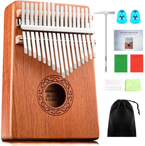 Kalimba 17-Schlüssel Daumenklavier für Kinder Anfänger: Cahaya Finger Klavier Kalimba Instrument mit Tasten Stimmhammer und Aufkleber, Tragbares Thumb Piano Geschenk für Erwachsene CY0338