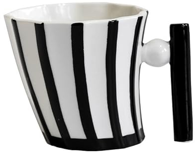 HASMI Kaffeetassen Vintage gestreiftes Design kreative Keramiktasse 320 ml große Kapazität personalisierte Kaffeetasse Frühstücksmilchtasse Mug