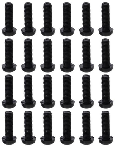 24-Teiliges Set von Innensechskantschrauben, Muttern und Bolzen, Rundkopfschrauben, Rundkopfbolzen, Nylonbolzen, Nylonschrauben, M6, Unterstützungen, Verstärkungen (Schwarz)