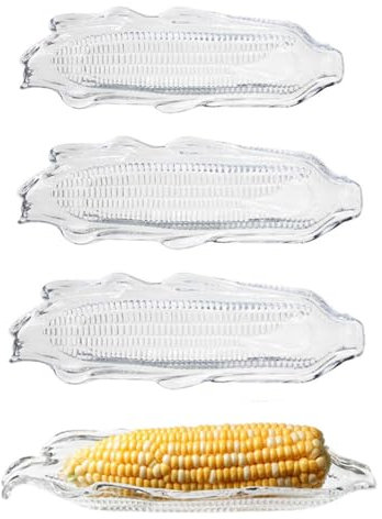 Corn Tray, Bbq Transparent Corn Dish, Family Barbecue Tool, Corn Holders Skewers Trays Storage Container Party Dinnerware Sets 4pcs Loopunk