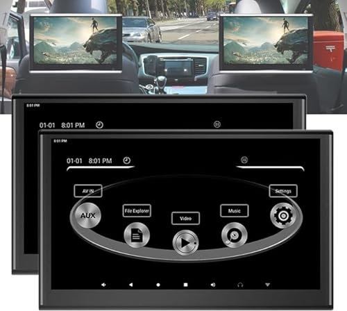 Lettore Dvd Portatile Da 11,6 Per Auto, Lettori Video Per Poggiatesta Per Auto Android, Poggiatesta Per Tv Touch Screen Con Luci Di Gamma, Supporto 1080p/usb/sd/fm/wifi,2PCS-black