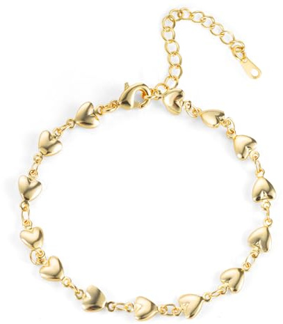 ALEXCRAFT Armbänder Damen Herz Armkette Silber Verstellbare Kette Schmuck | Verstellbar Armbänder für Damen Frauen Herz Charm Fußkettchen Freundschafts Armkette Muttertag Valentinstag Weihnachten