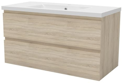 AICA Meuble Salle de Bain 100cm Simple Vasque Chêne Wotan