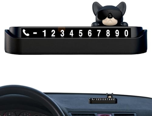 Rrlihjgu Temporary Parking Phone Number Card, Temporary Stop Number Plate, Black Car Stop Parking Number Sign Glowing in the Dark,