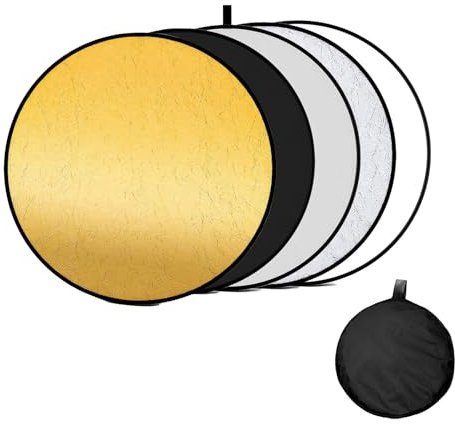 Réflecteur de lumière 5 en 1 - Rond - Pliable - Avec sac de rangement - Pour portrait en studio, photo de fête, selfie, photographie de mariage (60 cm)