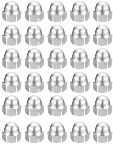 Fleymu Ecrou Borgne Inox M10 (DIN 1587), 30 Pièce Écrous Borgne M10 Hexagonaux en Acier Inoxydable A2 V2A, Forme Haute Hexagonale Capuchon D'écrou， Pour Coupole Ecrous Borgnes et Boulons Écrous