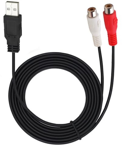 ELNONE 5Ft USB Male to 2 RCA Female AV Audio AUX Cable for Camcorder PC TV | USB2.0 Male to 2 RCA Female Audio Video Cord 5Ft Red/White RCA Connectors for PC,TV,speaker audio video transmission