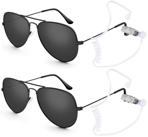 BTHRORO Spion Pretend Spielen Spielzeug, Spy Sonnenbrillen Earpiece Spielzeug Rollenspiele Detective Accessoires für Karneval Mottoparty Verkleiden Spiele Hochzeits Requisiten Polizei Cosplay