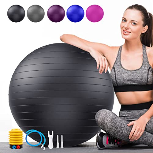 Palla da ginnastica morbida grande, protezione anti-scoppio, palla da seduta per ufficio, ergonomica, supporta 2200 libbre, palla da yoga, palla da softball, palla da fitness con pompa per gravidanza