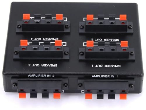 casstaly SP-24 Mini 2 en 4 salidas estéreo de audio amplificador caja conmutador divisor de altavoces