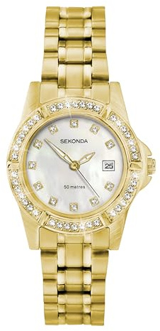 Sekonda Sienna Womens 28mm Analogue Watch with Silver Case and Stainless Steel Bracelet with White Dial