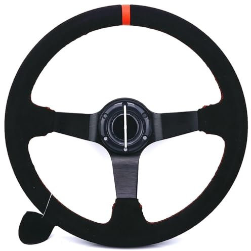 BDXMKS AutoLenkrad 14 Zoll/350 mm tiefes Sportlenkrad aus Wildleder