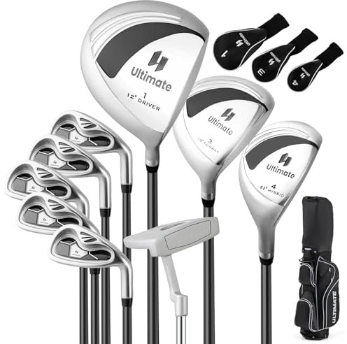 GYMAX komplettes Golf-Set für Damen, 11-teiliges Golfschlägerpaket mit Standtasche & Regenschutz, Golfset mit 460CC 1# Driver, 3# Fairway, 4# Hybrid, 6-9# Zink-Eisen, P# Zink-Eisen, Putter (Schwarz)