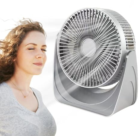 Generico Ventilador de mesa silencioso – Circulador de aire silencioso de mesa para ambientes interiores, circulador portátil potente y duradero para casa, oficina, coche, viajes interiores y