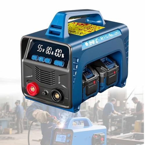 Cordless Welding Machine, 160A, Battery Powered Welder with LED Display and 2 Batteries, Digital IGBT Inverter Stick Welder, Portable Stick/Flux Core Welder