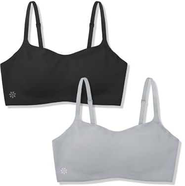 SALIA Girl Reggiseno da Allenamento Morbido Regolabile per Ragazze, Senza Cuciture Cloudcozy Reggiseni Sportivi 10-14 con Imbottitura Fissa Reggiseni per Adolescenti, Nero/Grigio, 12 Anni