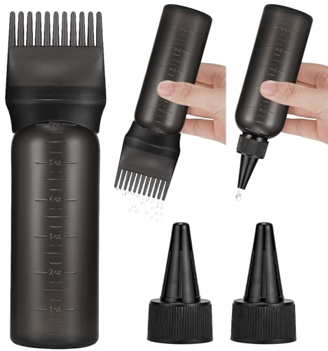 Pimoys Hair Oil Applicator Bottles Dye Brush for Women Scalp, Hair Color Products Things with Root Comb Hair Dye Tools, Black