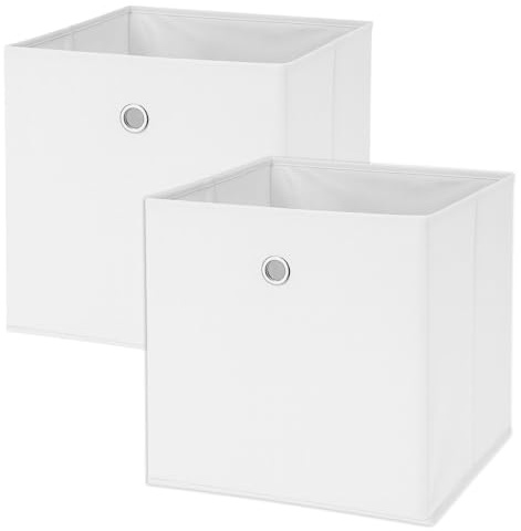 Murago - 2er Set Faltbox ca. 30x30x30 cm - Weiß - Würfel Aufbewahrungsbox faltbar Aufbewahrungskörbe Einschub Korb Boxen Box Stoff für Kleidung Spielzeug Kinderzimmer Baby Regalkorb Klappbox Würfel