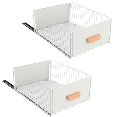 LNINNERY Lot de 2 tiroirs télescopiques extensibles pour armoires de cuisine, étagères coulissantes, pas de perçage ni de clouage