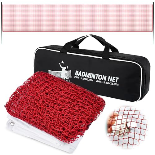 Red de bádminton, 0,76 x 6,1 m, red de tenis profesional con cuerda de alambre, red portátil plegable de polipropileno, red deportiva de entrenamiento, red de voleibol para escuela, playa, piscina